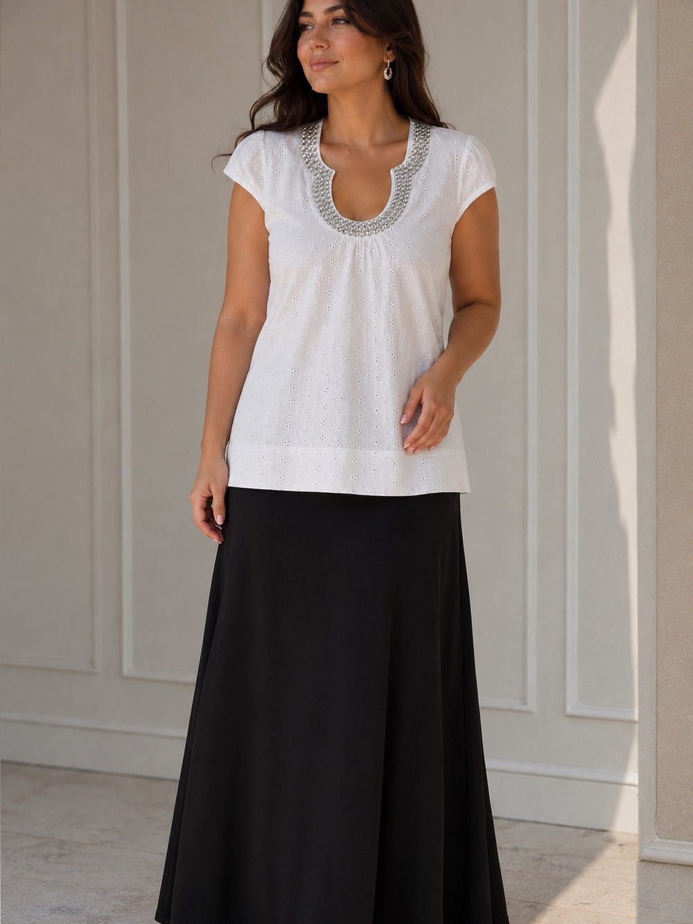 Vintage Coco & Tash White Eyelet Blouse XL (Fits L) Natural Cotton